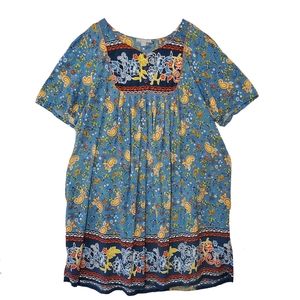 Only Necessities Womens 3X Housedress 30/32 Cotton Dress Blue Flawed